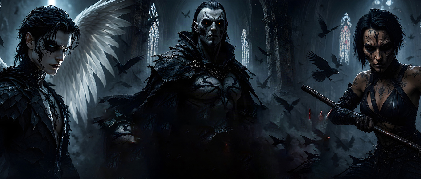 The Rebellion of Ravens — Mephistopheles Of Ravens leads the Brood against a gothic medieval sky. An animated series by Paul R Tucker, coming to Jibzee Winter 2026.